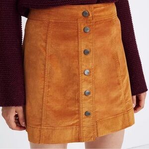 Madewell Snap-Front Velveteen Mini Skirt in Rich Orange Sz 14